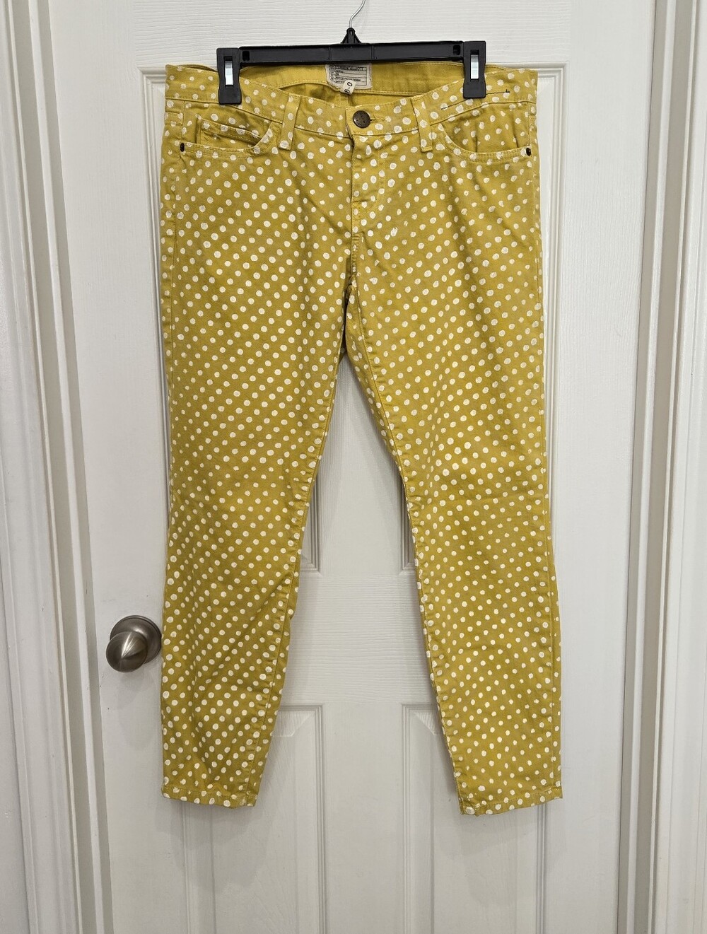 Current Elliott Size 28 Womens Skinny Ankle Jeans The Stiletto Yellow Polka Dots